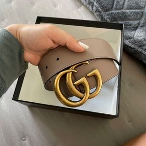 Dusty Pink Leather Gucci Belt